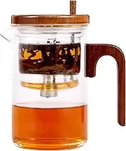 Enchanti Tea Pot, Witchcraft Teapot, Tea Pot, Water Separation Glass Teapot with Wood Handle, Safe Heat Resistant Separation Teapot for Home (M)