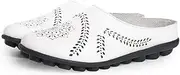 [ROCOTT] Women Casual Mules Hollow Summer Slippers, Lightweight Comfy Leather Backless Flat Mules Sandals Slip On Loafer Shoes (Color : White, Size : 41)
