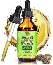 Jamaican Amber Organic Black Castor Oil - 60 ml / 2 fl oz - For Hair Strength, Hair Scalp, Body Massage Oil, and Eyebrows - Formulated to Prevent Hair Loss, for Women and Men with Biotin & Rosemary
