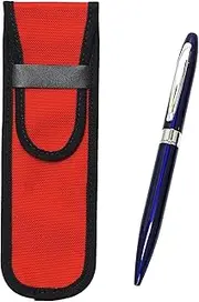 Cloth Pen Case Red Lasting Piece Metal Swivel Ball Pen Set of 3 Blue T23-NK02R-TK23-L-3