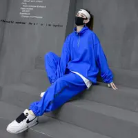 在飛比找ETMall東森購物網優惠-潮牌克萊因藍酷酷風格衛衣套裝