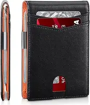 [Lian] Leather Wallet for Men Slim Simple Wallets Money Clip RFID Blocking Bifold Credit Card Holder for Men with Gift Box