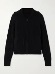 [James Perse] James Perse - Ribbed Recycled-cashmere Hoodie - Black - 3 3 Black