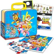 Nick Shop Nickelodeon Paw Patrol Tin Lunch Box Activity Set Bundle - Paw Patrol Tin Lunch Pail with Toy Story Stickers, and Door Hanger | Paw Patrol School Supplies, Paw Patrol toys