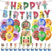 Birthday Party Supplies, Cocomelon Birthday Decorations Include Banner, Ballons, Cake&Cupcake Toppers, Party Favor