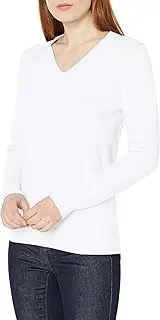 [Amazon Essentials] Women's 100% Cotton Long-Sleeve V-Neck Sweater