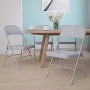 Flash Furniture 4 Pk. Hercules Series Double Braced Gray Metal Folding Chair