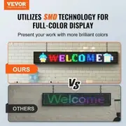 Programmable LED Sign P10 Full Color LED Scrolling Panel DIY Custom Text Animation Pattern Display Board WIFI USB Control Message Shop Sign for Store Business Party Bar Advertising 131x19cm