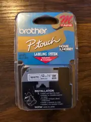 Brother M231 P-touch Label Tape 1/2" Black on White NEW, Sealed