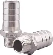DERNORD Stainless Steel 1'' Hose Barb x 1/2'' NPT Male Air Hose Fittings - Home Brew Pipe Fitting Pack of 2