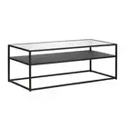 46 Black Glass And Steel Coffee Table With Shelf