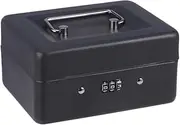 Cash Box with Combination Lock Thicken Safe Box for Cash Coins Valuables Black for Secure Storage and Checkout
