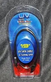 19” UV SATA CABLE W/Locking Latch MD-UV19-STL-BK (Glows under UV Light)