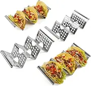 Leanockesa 4 PCS Stainless Steel Taco Holder- Premium Taco Stand, Each Can Hold 3 Tortillas, with Easy-Access Handle, Fits Microwave, Air Fryer and Ovents Microwave, Air Fryer and Oven.