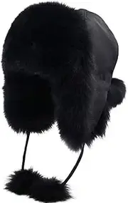 [NICEYST] Women's Russian Ushanka Hat Faux Fox Fur Trapper Hat Ear Flaps Winter Warm Fluffy Snow Cap for Skiing Cycling