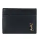 YSL SAINT LAURENT素面牛皮LOGO名卡夾(黑/金)