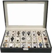 [BOTTICASA] Watch Box 24 Slot Elegant Portable Black Watch Collection Box Case jewelry Men & Women