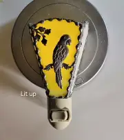 Stained Glass Night Light Plug In Yellow Parrot Handmade USA