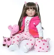 ZIYIUI Reborn Toddler Dolls 24 inch 60 cm Soft Silicone Vinyl Realistic Reborn Dolls Girl Long Hair Toddler Dolls Handmade Weighted Baby Dolls