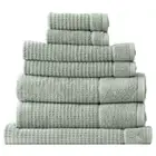 7pc Renee Taylor Eucalyptus Cambridge Textured 650GSM Bath/Face/Hand Towel Mat