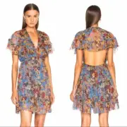 NWT. $850 Zimmerman Cape Ruffle Floral Dress ZIM 0 / US 4
