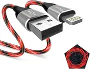 Light up iPhone Charger Cord, LED Lightning Cables 1 Pack | Apple MFi Certified | USB Fast Charging Cord for Apple iPhone 13 12 11 Pro Max XR XS X/8Plus/7Plus/6Plus/5s/iPad More (6FT, Red)