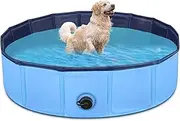 Jecoo Dog-Kiddie Pool, Blue, Round, 32x32x8 inches, PVC, Easy Setup, Pet-Friendly, 5 Min Assembly, 1 Person, Includes Repair Patch Kit, Kids