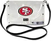 Littlearth NFL Womens Clear Envelope Purse with Black Fashion Strap and Team Logo