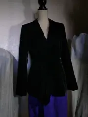 Ann Taylor Black Open Front Jacket Evening button and tie closure Size 6 New