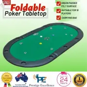 Foldable Poker Table 10 Player Vidaxl Tabletop Folding Green Casino Card Game AU