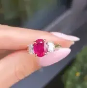 3.11 Ct Oval Cut Natural Ruby Diamond Engagement Ring 14K solid Yellow gold