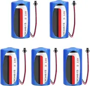 (5-Pack) ER34615 with SM Black Plug 3.6V 19000mAh D Size Non-Rechargeable Lithium Battery LS-33600 XL-205F for CNC & Printing Machine Tool,Meter,Clock