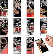 Scratch Bookmarks, Scratch Bookmarks for Kids, 12 Christmas Scratch Notes Set | Bookmark Art Paper Kit for Kids Students Christmas Party Wishes
