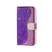 For Iphone 11 Pro Laser Glitter Powder Crocodile Texture Horizontal Flip Leather Case With Holder and Card Slots and Wallet(Purple)