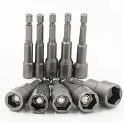 Meichoon 10PCS 6-15mm Power Nut Sockets Wrench Hex Shank Metric Socket Wrench Screw Strong Magnetic Nut Driver Drill Bits Set, DC934