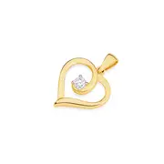 Alora 10ct Gold 15 Point Solitaire Lab Grown Diamond Heart Pendant