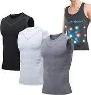 Men Ionic Tourmaline Posture Corrector Vest, Ionic Shaping Sleeveless Shir, Muscle Memory Support Straightener, Posture Corrector Men (3pcs,L)