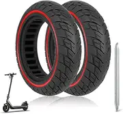 10 x 2.5 Inch E Scooter Solid Tyres, 60/70-6.5 Solid Rubber Tyres for Ninebot Max G30 G30P G30LP, 10 Inch Non-Slip and Anti-Puncture Replacement Tyres (2 Pieces)