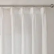 [Ftinala] Faux Linen Sheer Curtains 84 Inches Long, Ivory Oatmeal Light Filtering Curtain 2 Panels Set, Farmhouse Textured Dining Living Room Drapes, DIY Pinch Pleat with Hooks for Track System