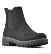 Cliffs White Mountain Woman's Black Suede Mastery Chelsea Lug Combat Boots 9