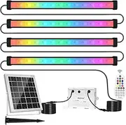 MEIHUA LED Outdoor Spotlight Solar RGB Wallwasher Light Dimmable LED Party Lights Timer RGB LED Party Light IP66 Disco Light Party Lighting for Outdoor DJ Disco Party Garden Carnival 4 in 1, SL-SP04