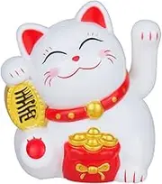 MTSDM Lucky Fortune Cat, Maneki Neko, Solar Powered 2 Inches Lucky Cat Waving Arm, Fortune Cat Statue Decorations Symbol for Fortune Money and Good Luck for Home, Office or Car Display