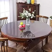 Round Clear PVC Table Cover Protector Diameter 105cm/41.3in, Transparent Plastic Tablecloth Waterproof, Heat Resistant Desk Pads Mats Wipeable, Transparent Plastic Table Cloth