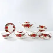 Gracie China Red Poinsettia 11 Piece Tea Set