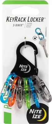 KeyRack Steel S-Biner Plastic Key Carabiner Organizer with 6 S-Biners