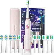 Seago Electric Toothbrush for Adults Rechargeable Power Toothbrush with 10 Toothbrush Heads & Travel Case, Teeth Whitening Electric Tooth Brush with Holder, Smart Timer IPX7 Waterproof SG-2316 (Pink)