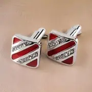 14K White Gold Plated Silver 2Ct Round Cut Lab Created Diamond Men's Cufflinks