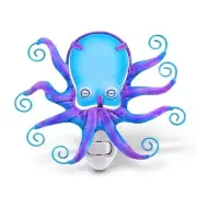 Glass & Metal Blue Octopus Night Light Plug into Wall Octopus 4.65 "