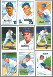 1951 Bowman Reprint Set - Detroit Tigers - 17 Cards
