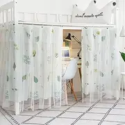 Top Bunk Bed Canopy Girls' Dormitory Bunk Bed Curtains for Bottom with Encrypted Gauze Curtains Loft Bed Curtains Metal Ring Hole Easy to Install(Curtain*1,Green_1.35M)